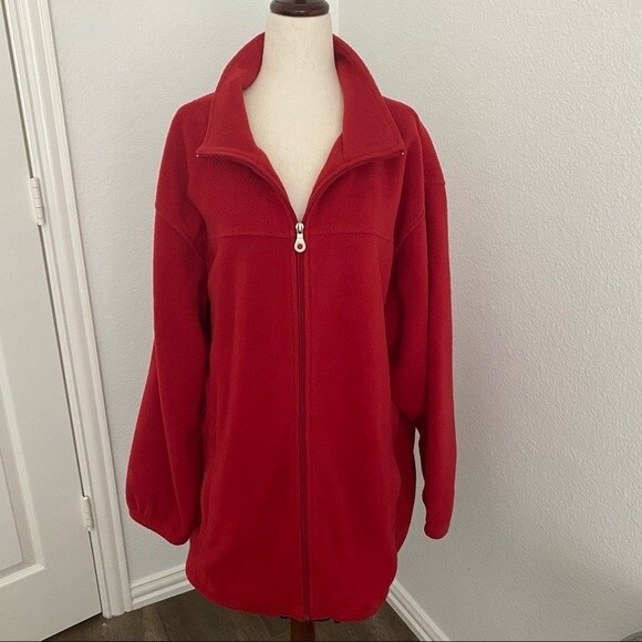 Catalina Fleece Red Zip Front Jacket Pockets Comfy Sexy Casual Size 1X - Picture 2 of 12